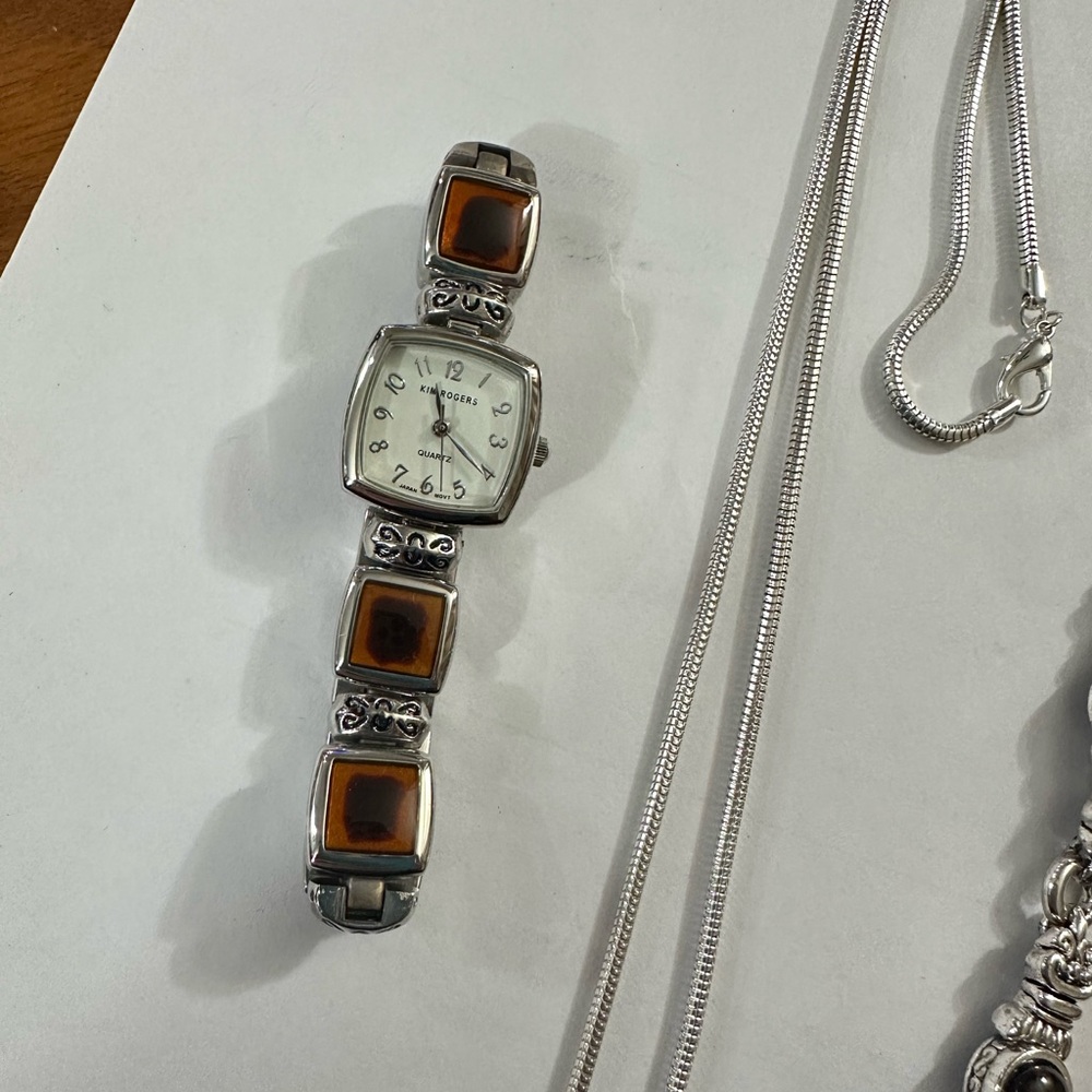 Silver Jewelry Set with Brown Accents - Picture 3 of 5